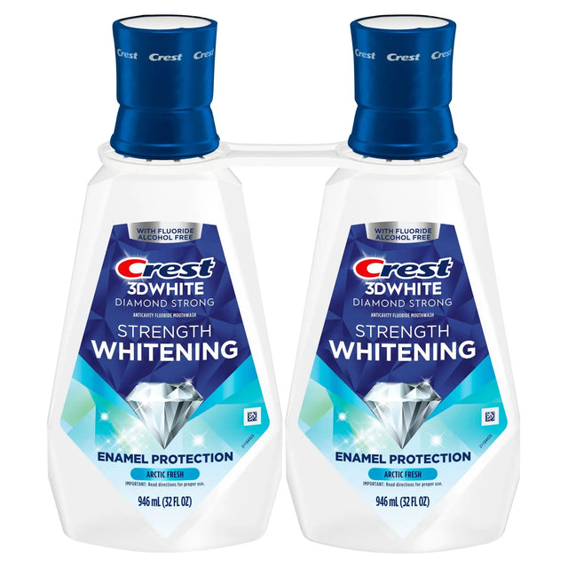 Crest 3D White Strength Mouthwash (2-Pack, 946 ml Each) | Wintermint Whitening & Enamel Strength Crest