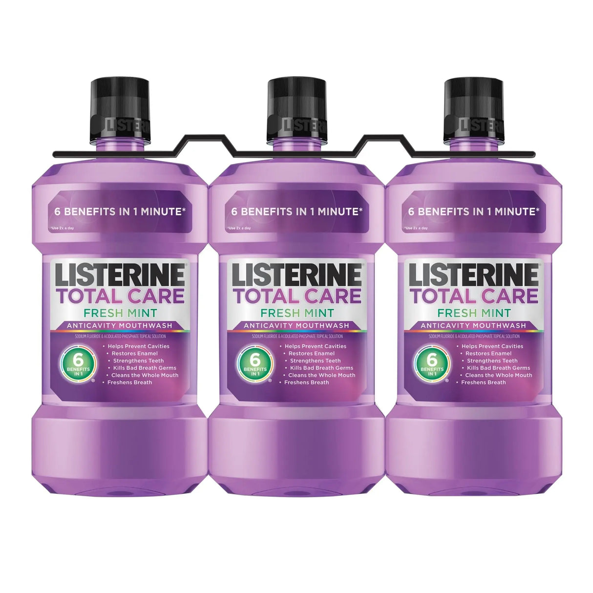 Listerine Total Care Mouthwash (3-Pack, 1 L Each) | Anticavity Fresh Mint Formula Listerine