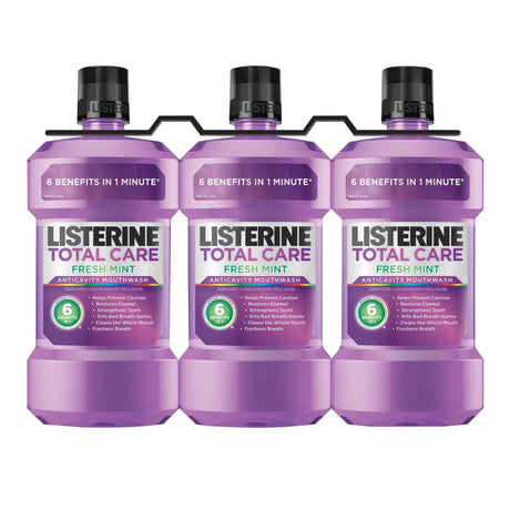 Listerine Total Care Mouthwash (3-Pack, 1 L Each) | Anticavity Fresh Mint Formula Listerine
