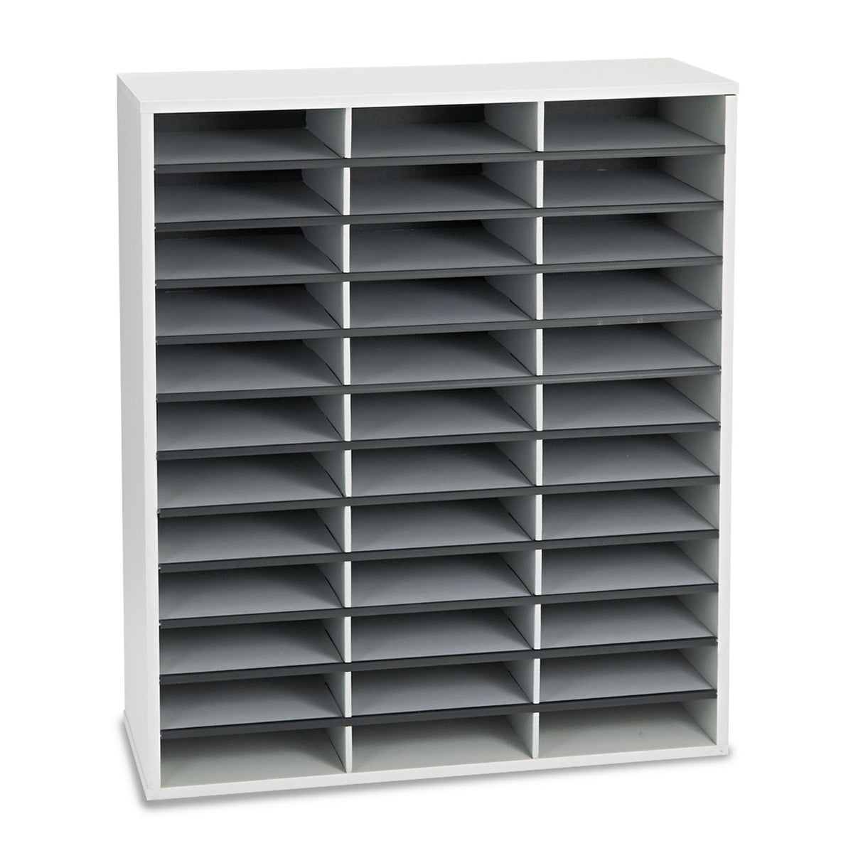 Fellowes Literature Organizer, 36 Letter Compartments, 29 x 11.88 x 34.69, Dove Gray (25061)