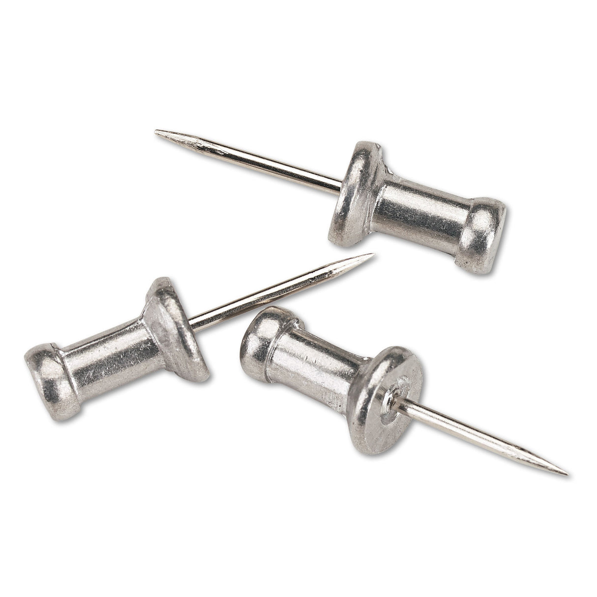 GEM Aluminum Head Push Pins, Aluminum, Silver, 0.5", 100/Box (CPAL4)