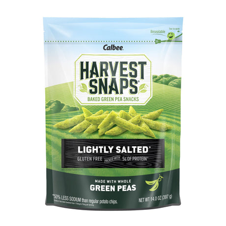 Harvest Snaps green pea crisps bag