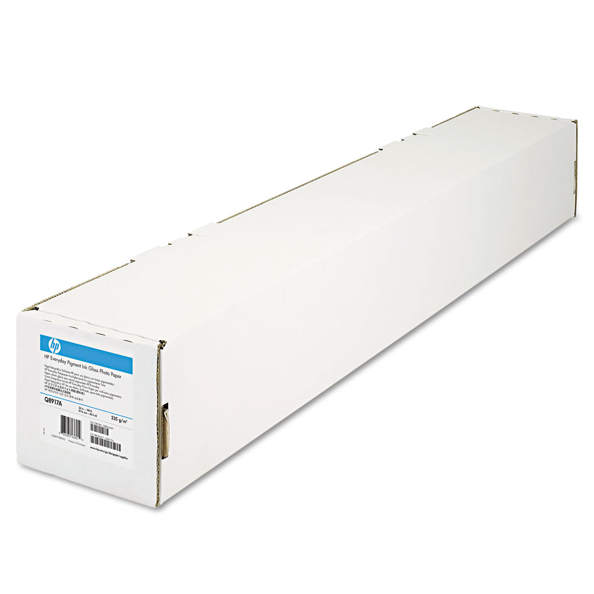 HP Everyday Pigment Ink Photo Paper Roll, 9.1 mil, 36" x 100 ft, Glossy White (Q8917A)