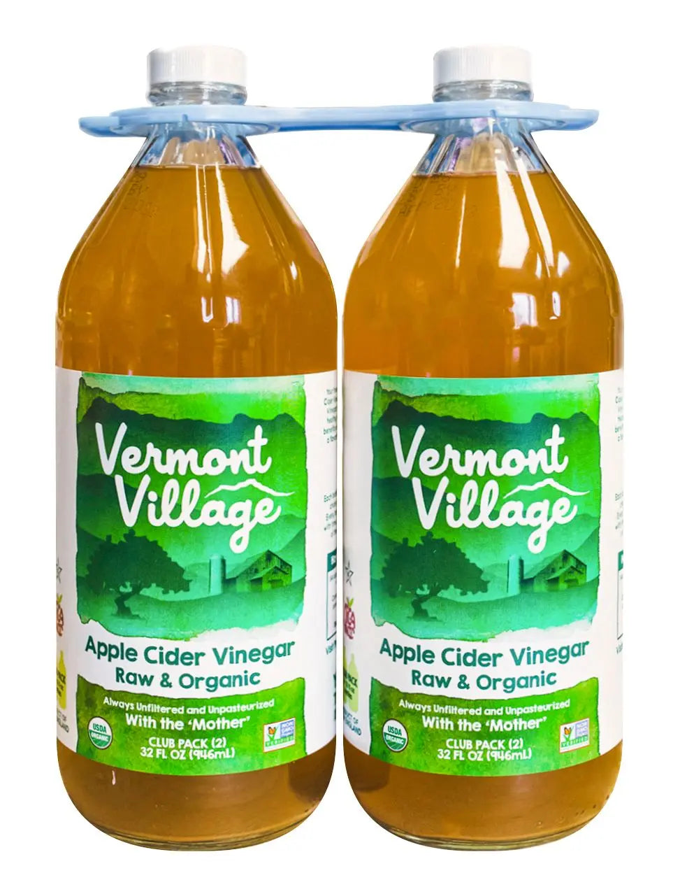Vermont Village Organic Apple Cider Vinegar (2-Pack, 32 oz Each) | Raw, Unfiltered Bragg-Style Vermont Village