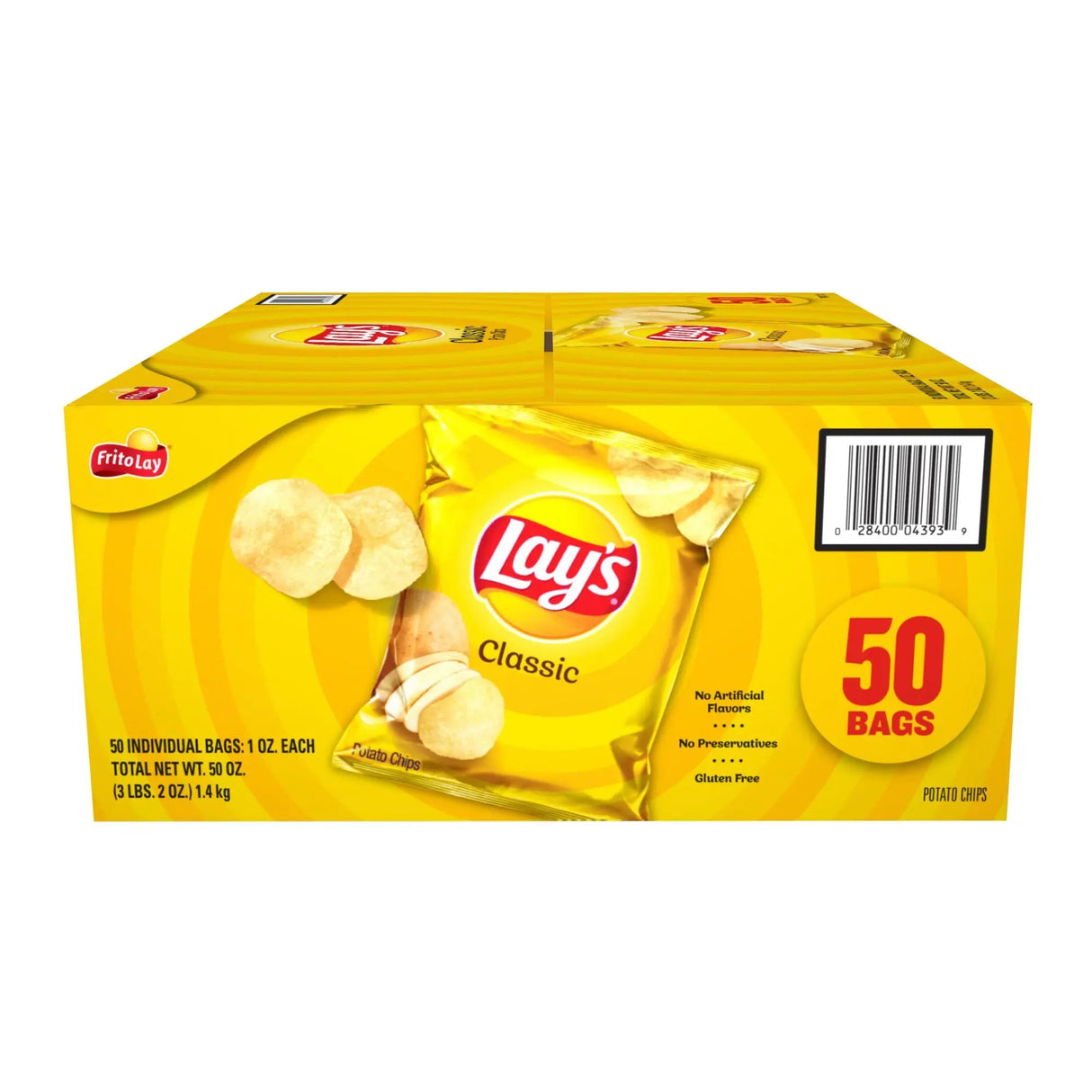 Lay's Classic Potato Chips (50-Pack, 1 oz Each) | Crisp, Golden Snack Frito-Lay