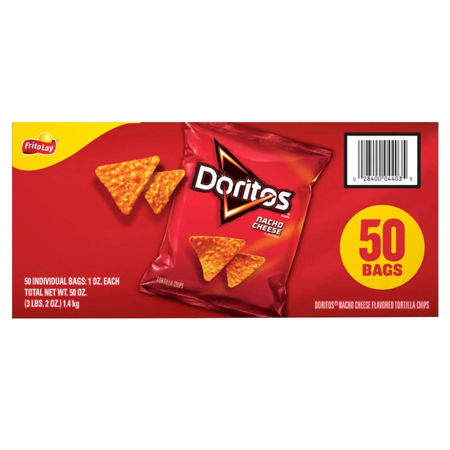 Doritos Nacho Cheese Chips (50-Pack) | Bold Tortilla Crunch Doritos