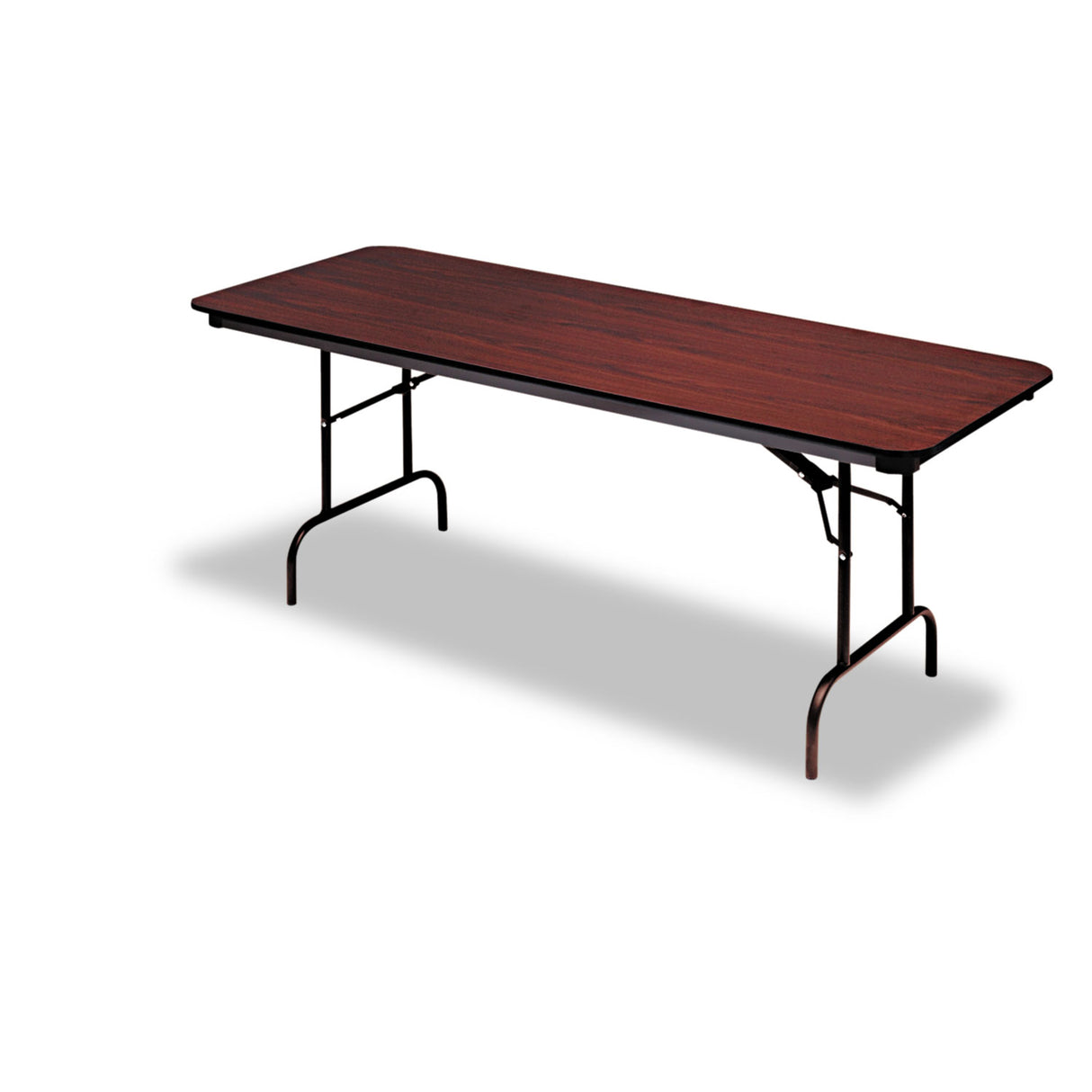 Iceberg OfficeWorks Commercial Wood-Laminate Folding Table, Rectangular, 96" x 30" x 29", Mahogany (55234)