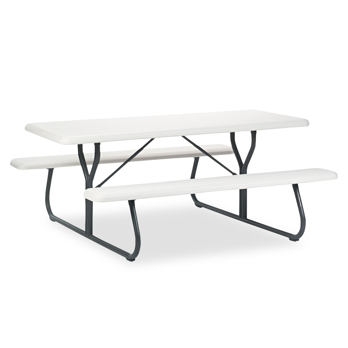 Iceberg IndestrucTable Classic Picnic Table, Rectangular, 72" x 30" x 29", Platinum/Gray (65923)