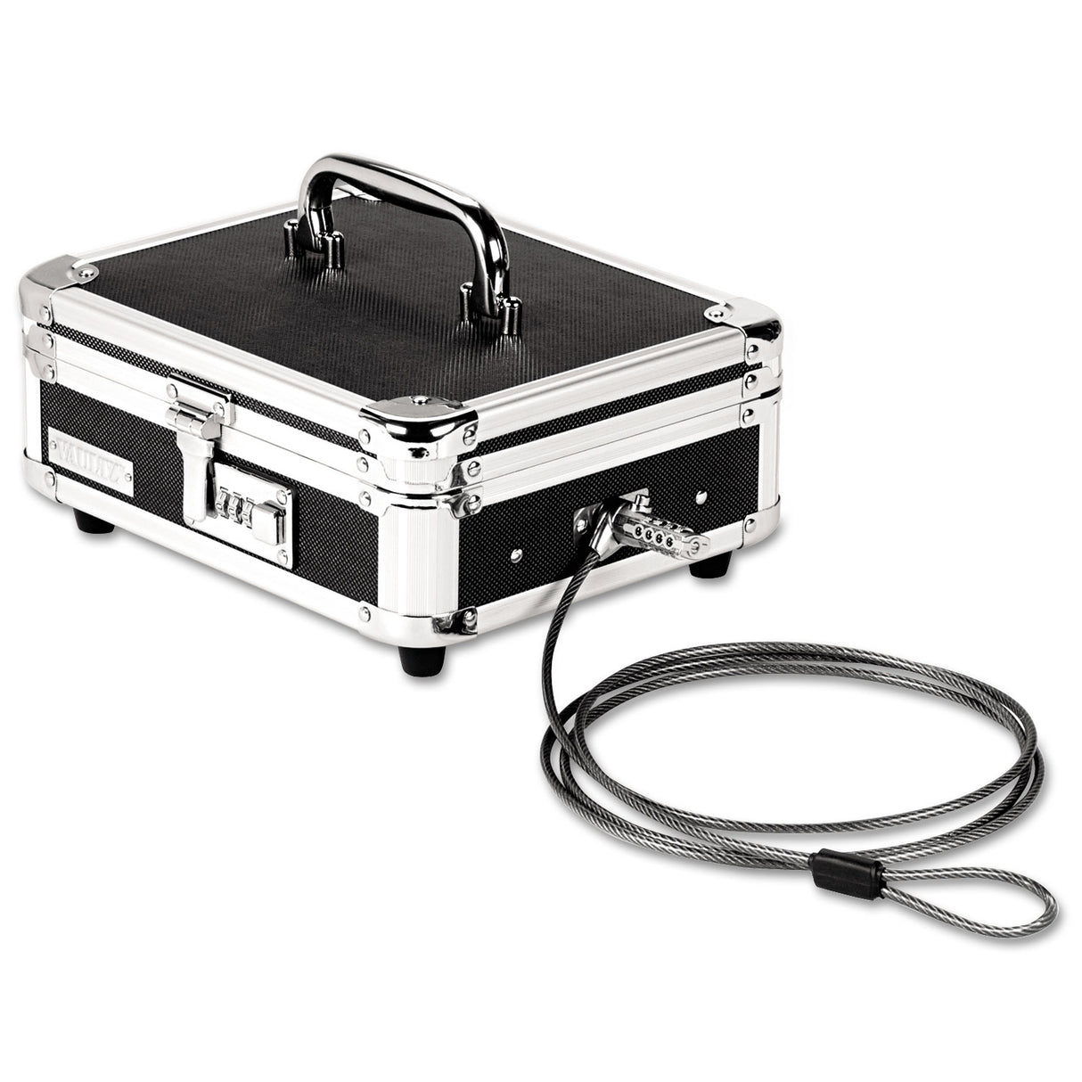 Vaultz Locking Cast Box with Tumbler Lock, 10 x 8.75 x 5, Plastic; Steel, Black and Chrome (VZ01002)