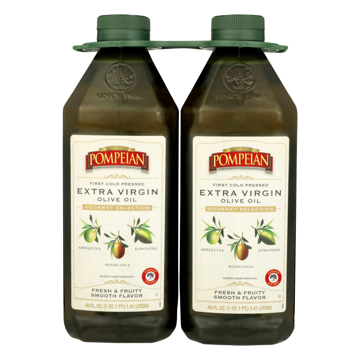 Pompeian Gourmet Extra Virgin Olive Oil (2-Pack, 48 fl oz Each) | First Cold Pressed Premium Flavor Pompeian