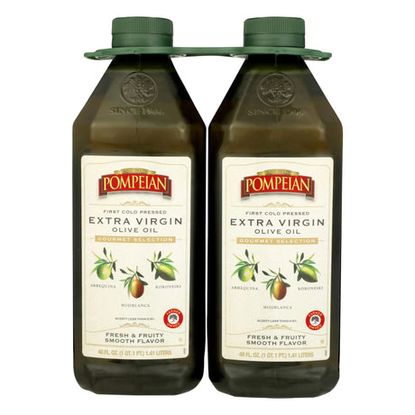 Pompeian Gourmet Extra Virgin Olive Oil (2-Pack, 48 fl oz Each) | First Cold Pressed Premium Flavor Pompeian
