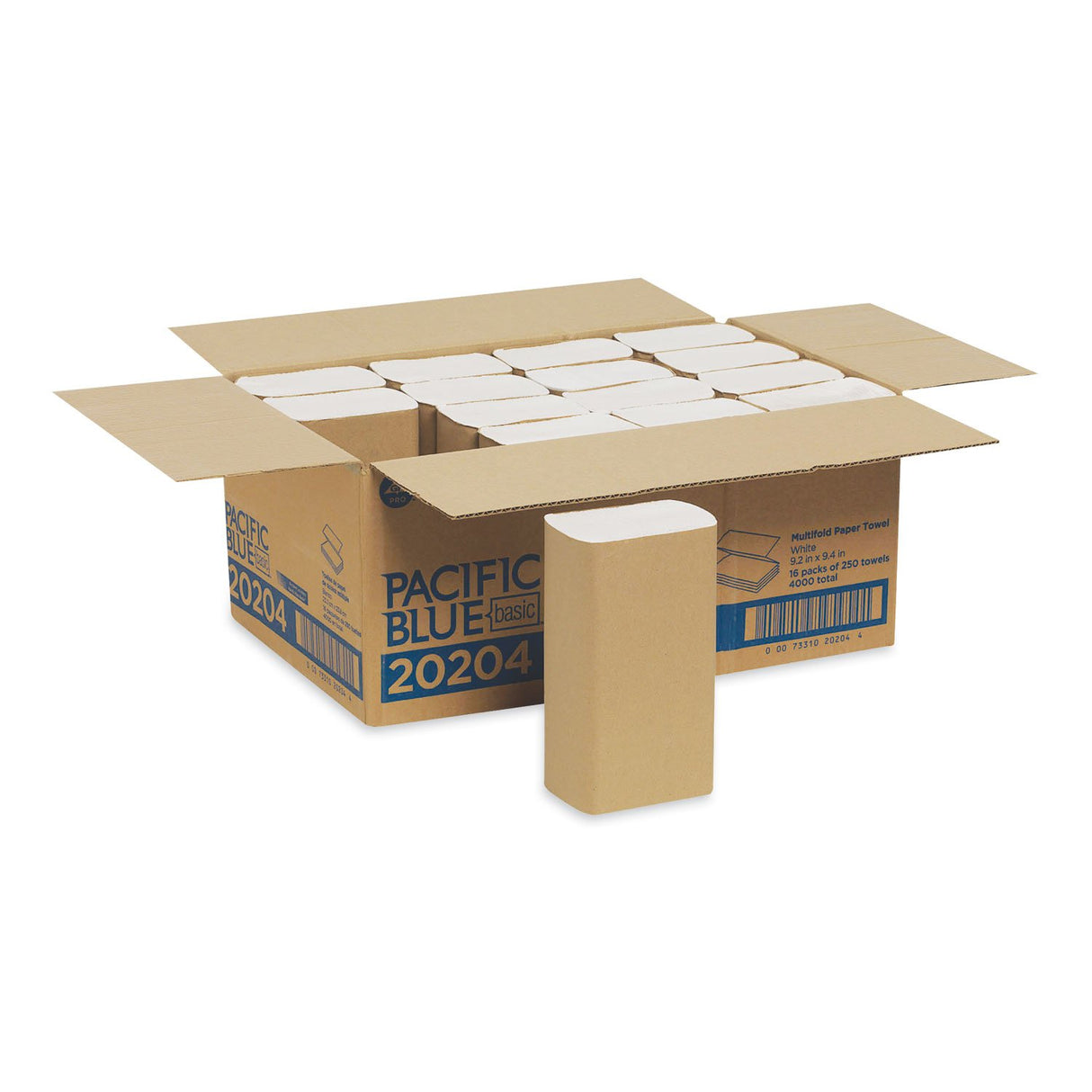 Pacific Blueâ„¢ Basic Multifold Paper Towels, 1-Ply, White, 4000 Towels (20204)