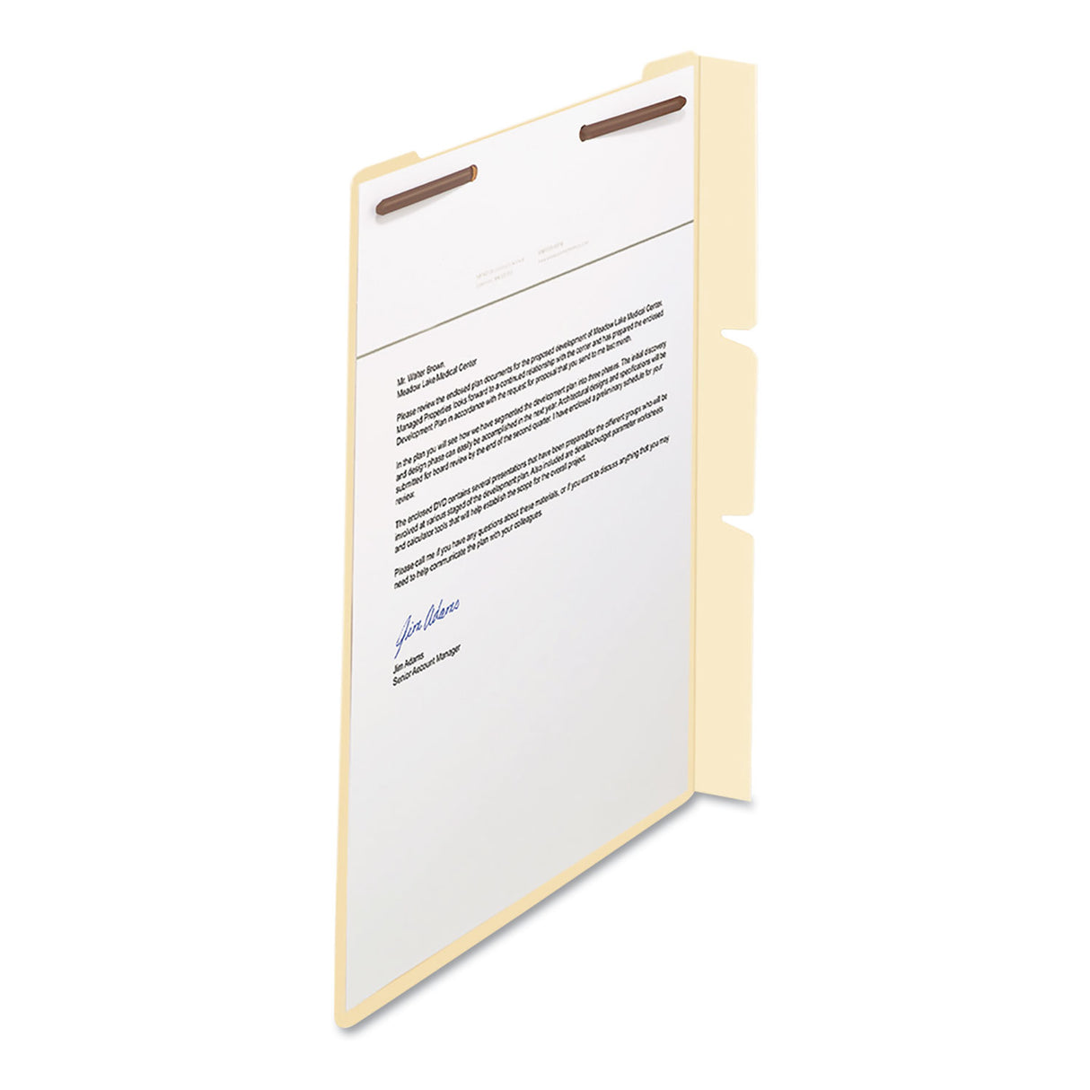 Smead Self-Adhesive Folder Dividers with Twin-Prong Fasteners for Top/End Tab Folders, 1 Fastener, Letter Size, Manila, 100/Box (68027)