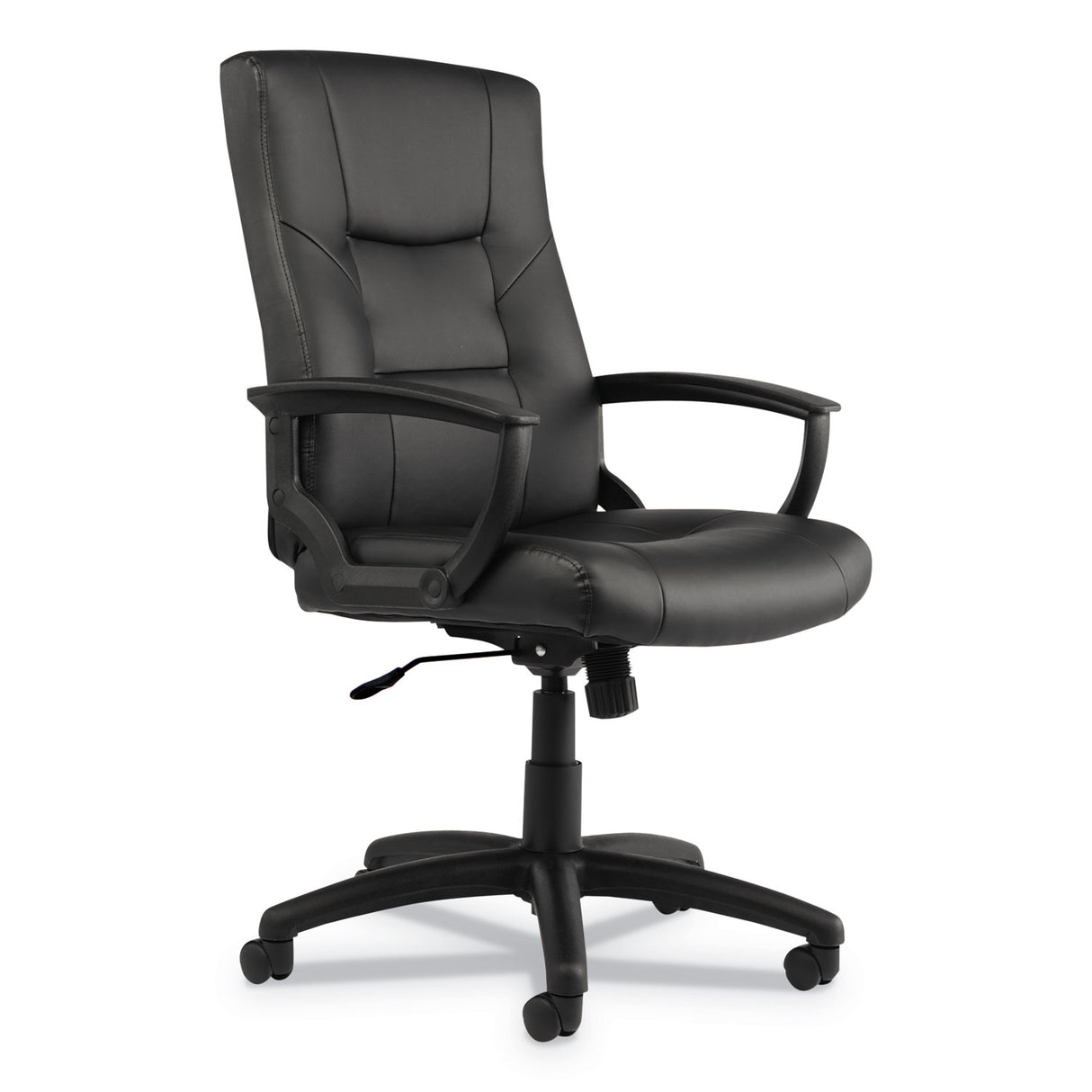 Alera YR Series Executive High-Back Swivel/Tilt Bonded Leather Chair, Supports 275 lb, 17.71" to 21.65" Seat Height, Black (ALEYR4119)