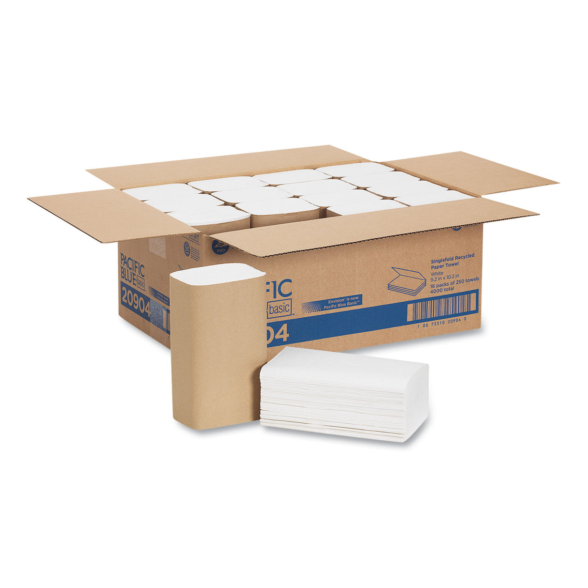 Pacific Blue® Single Fold Paper Towels, 1-Ply, White, 4000 Towels (20904)