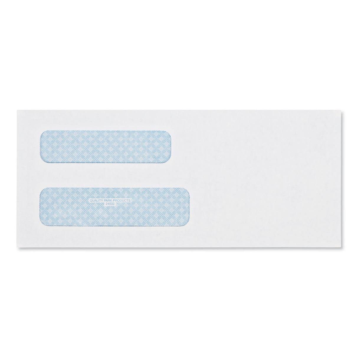Quality Park Double Window Security-Tinted Check Envelope, #8 5/8, Commercial Flap, Gummed Closure, 3.63 x 8.63, White, 500/Box (24532)