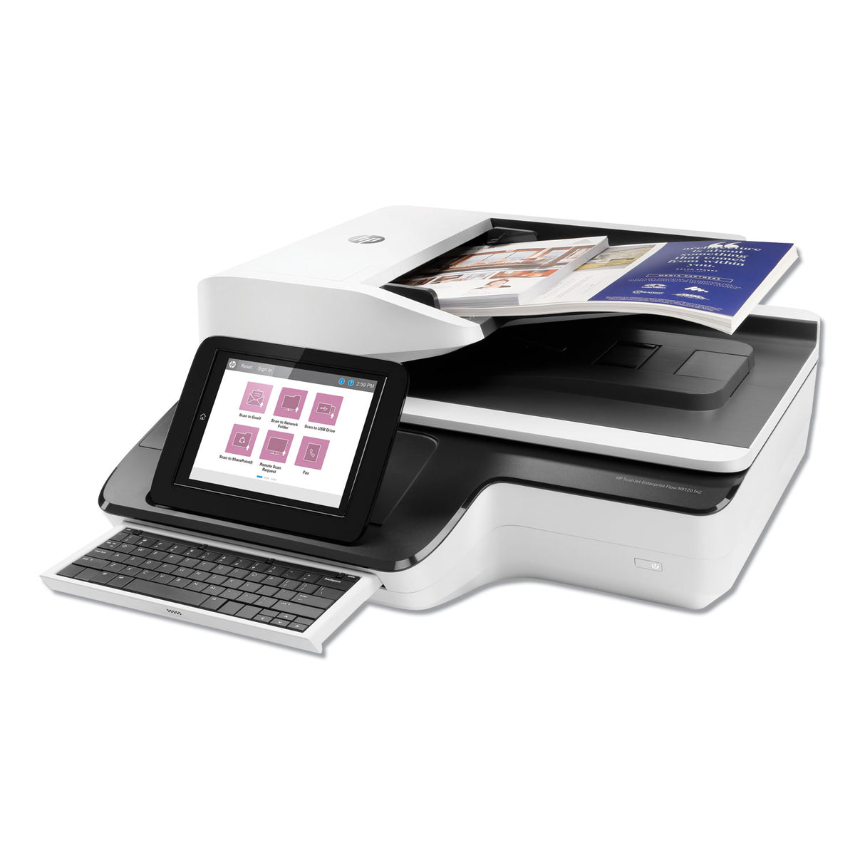 HP ScanJet Enterprise Flow N9120 fn2 Document Scanner, 600 dpi Optical Resolution, 200-Sheet Duplex Auto Document Feeder (L2763A)