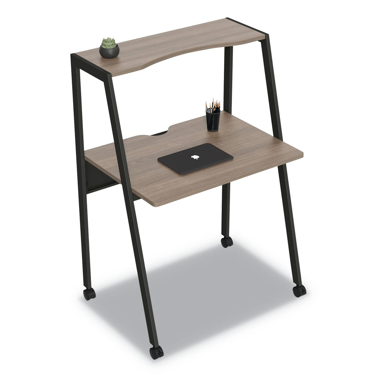 Linea Italia Kompass Flexible Home/Office Desk, 33" x 23.75" x 48", Natural Walnut (SH764NW)