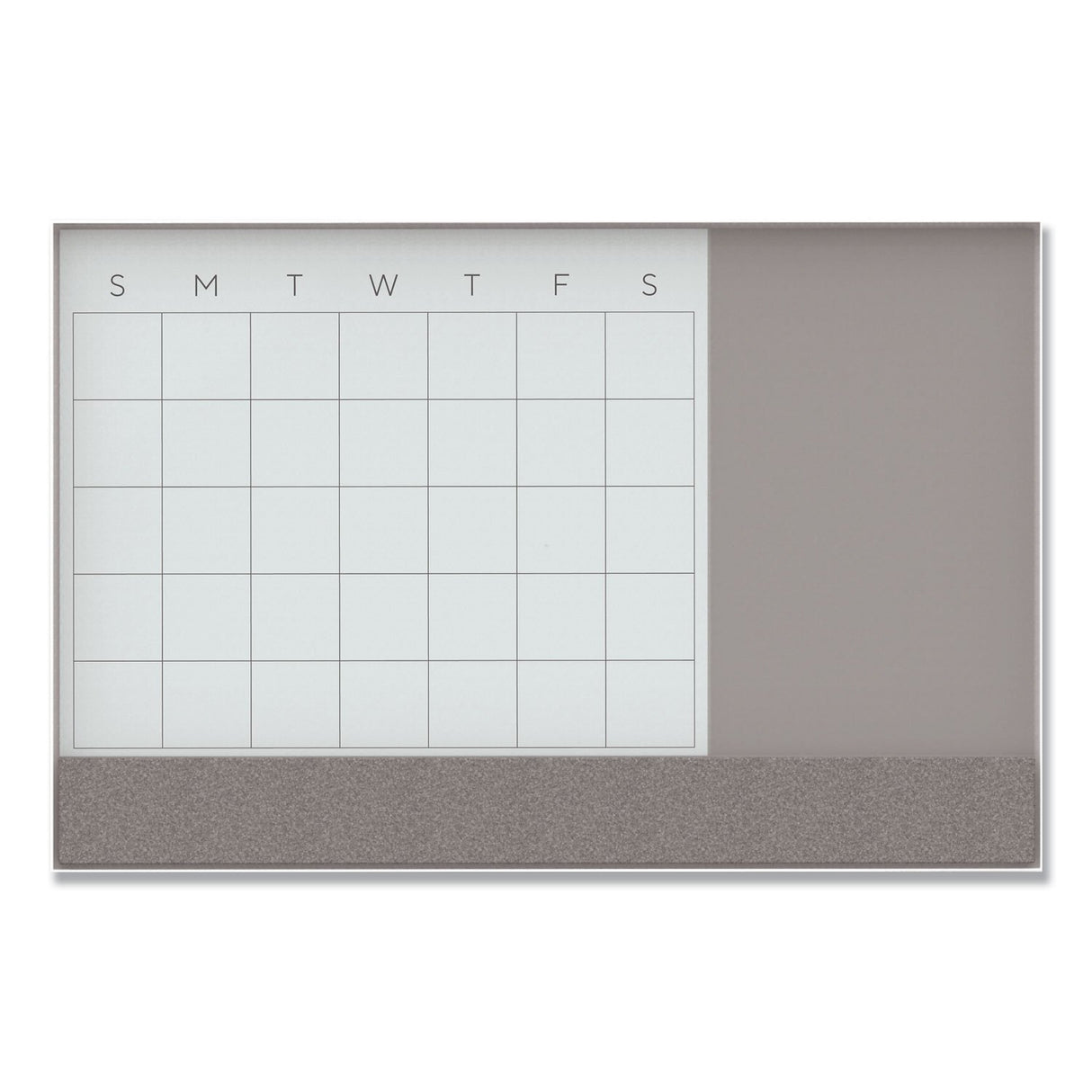 U Brands 3N1 Magnetic Glass Dry Erase Combo Board, 47 x 35, Month View, Gray/White Surface, White Aluminum Frame (3198U0001)
