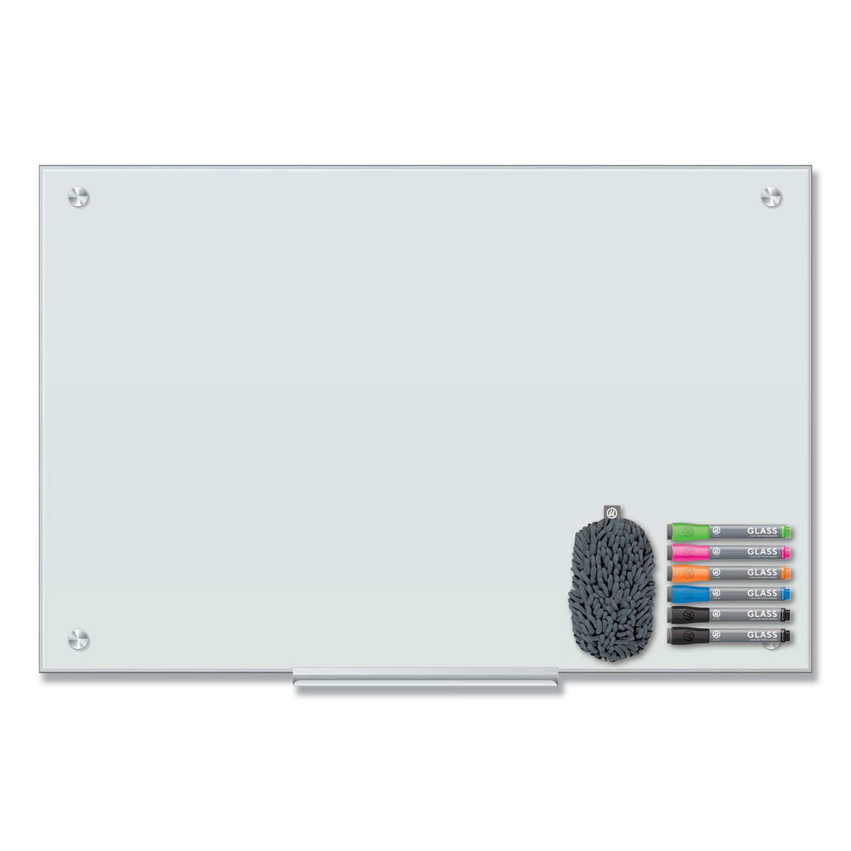U Brands Magnetic Glass Dry Erase Board Value Pack, 35" x 23", Frosted White (3970U0001)