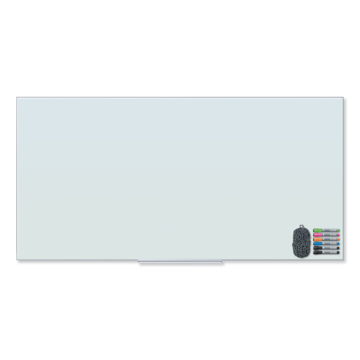 U Brands Floating Glass Dry Erase Board, 70 x 35, White (3978U0001)