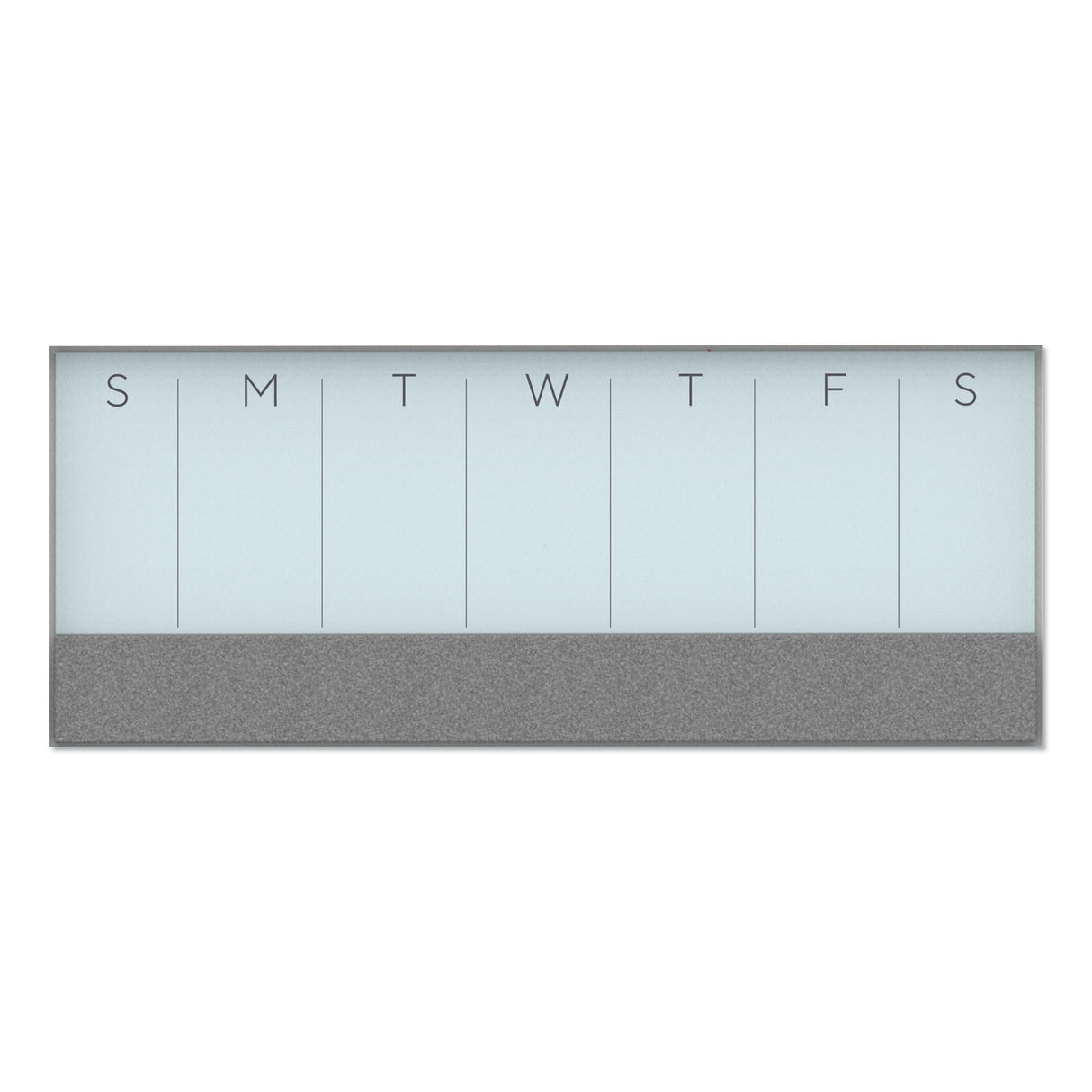 U Brands 3N1 Magnetic Glass Dry Erase Combo Board, Weekly Calendar, 36 x 15.25, Gray/White Surface, White Aluminum Frame (3199U0001)