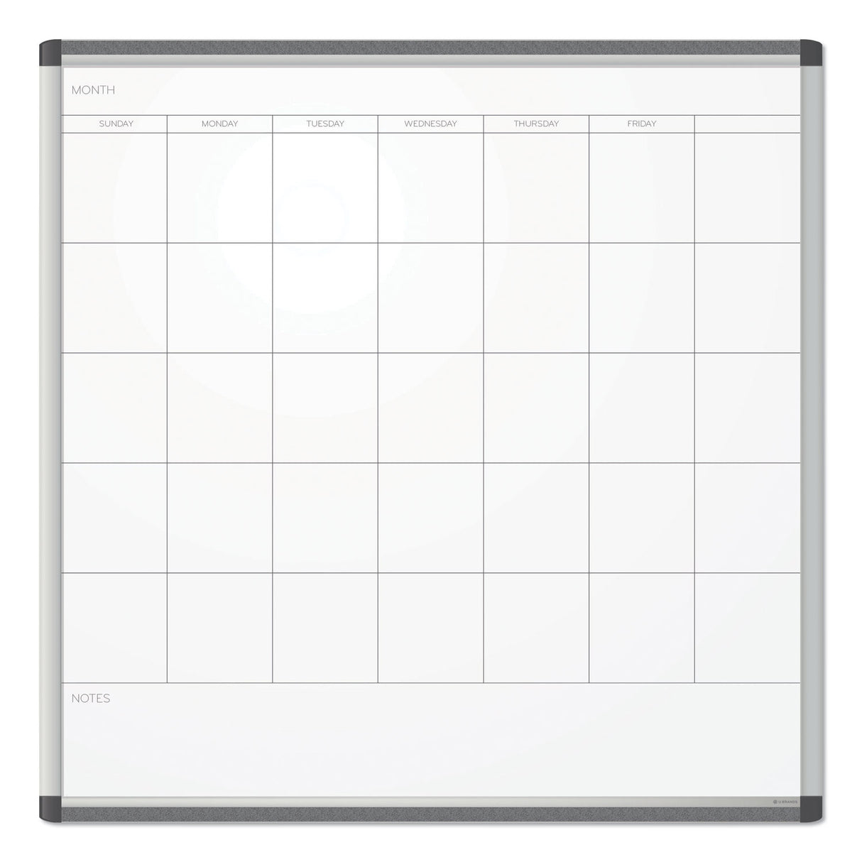 U Brands PINIT Magnetic Dry Erase Undated One Month Calendar, 35 x 35, White (2902U0001)