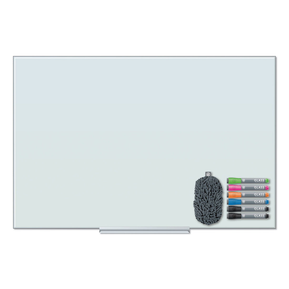 U Brands Floating Glass Dry Erase Board, 35 x 23, White (3975U0001)