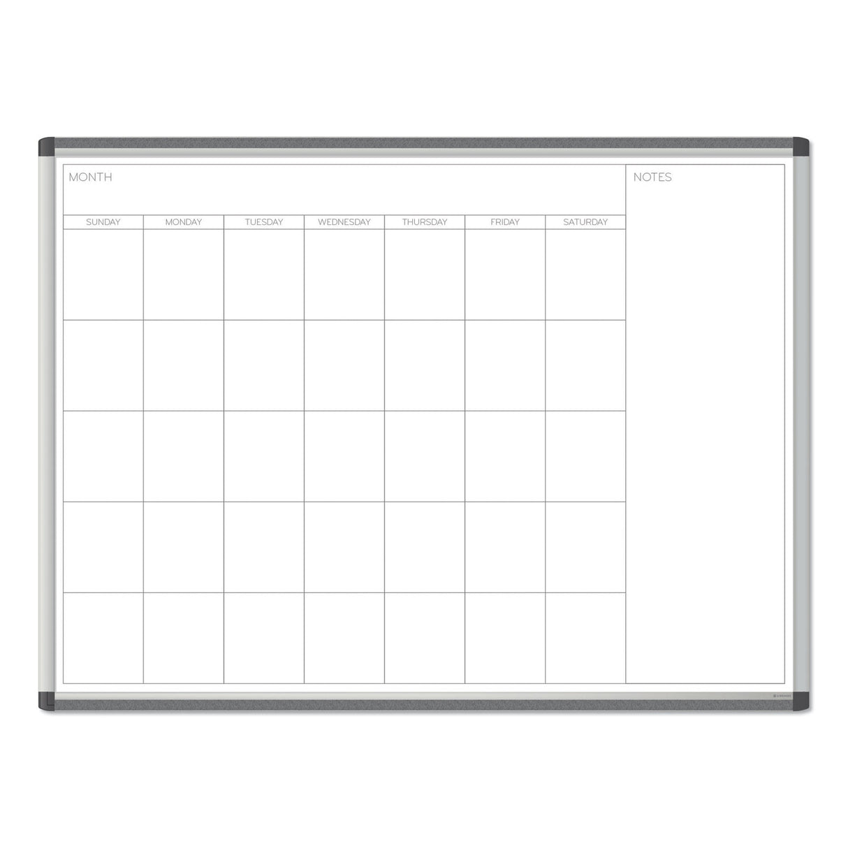 U Brands PINIT Magnetic Dry Erase Undated One Month Calendar, 47 x 35, White (2903U0001)