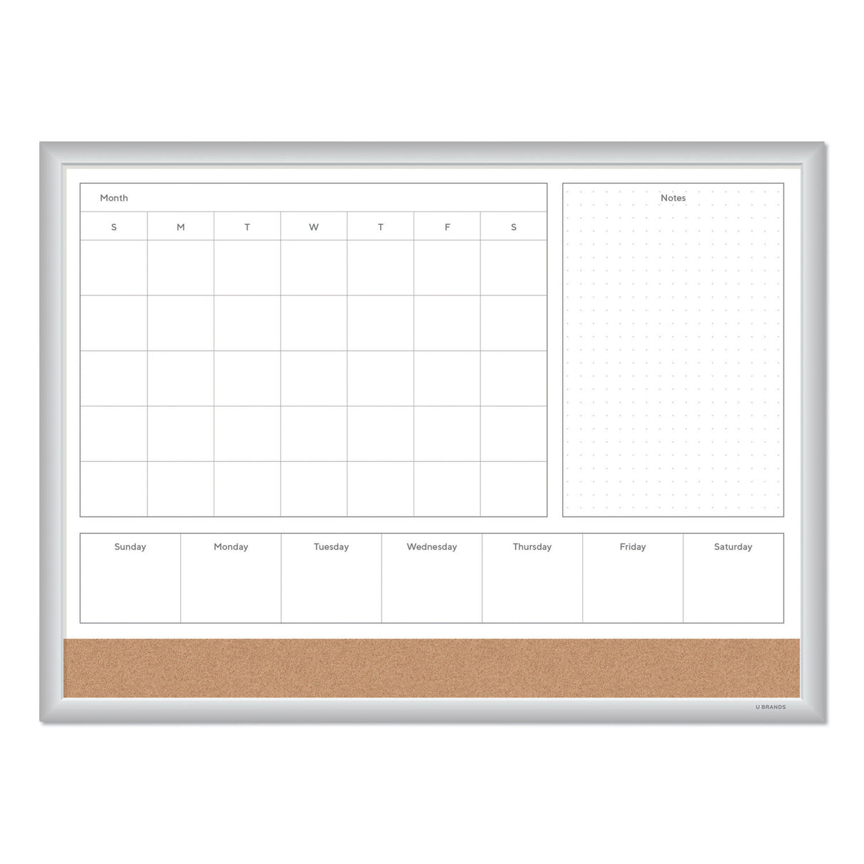 U Brands 4N1 Magnetic Dry Erase Combo Board, 23 x 17, Tan/White Surface, Silver Aluminum Frame (3890U0001)