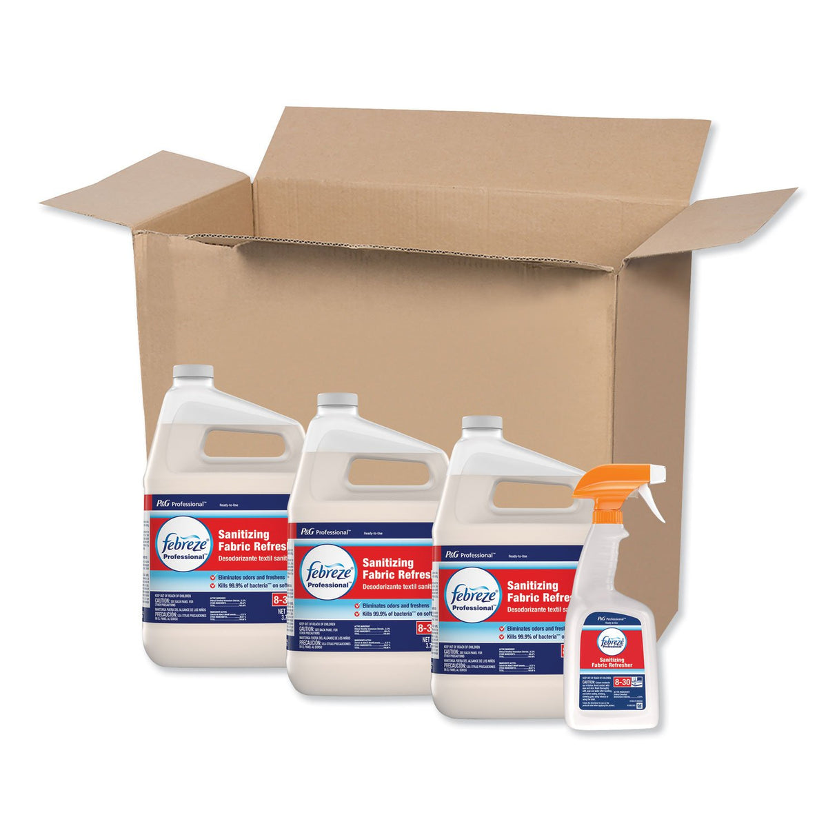 Febreze Professional Sanitizing Fabric Refresher, Light Scent, 1 gal Bottle, Ready to Use, 3/Carton (72136)