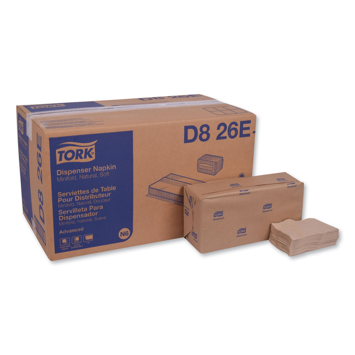 Tork® Minifold Dispenser Napkins, Brown, 500 Napkin Pack, 12 Packs (D826E)