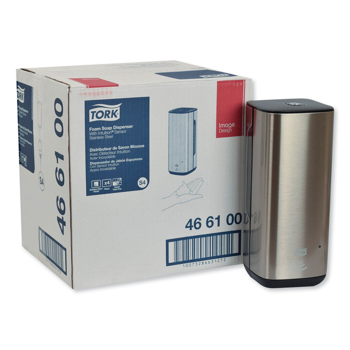 Tork Image Design Foam Skincare Automatic Dispenser with Intuition Sensor, 1 L, 4.5 x 5.12 x 10.62, Stainless Steel (466100)