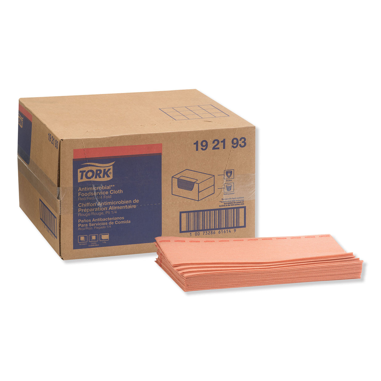 Tork® Foodservice Cleaning Cloth, 1-Ply, Red, 150 Cloths (192193)