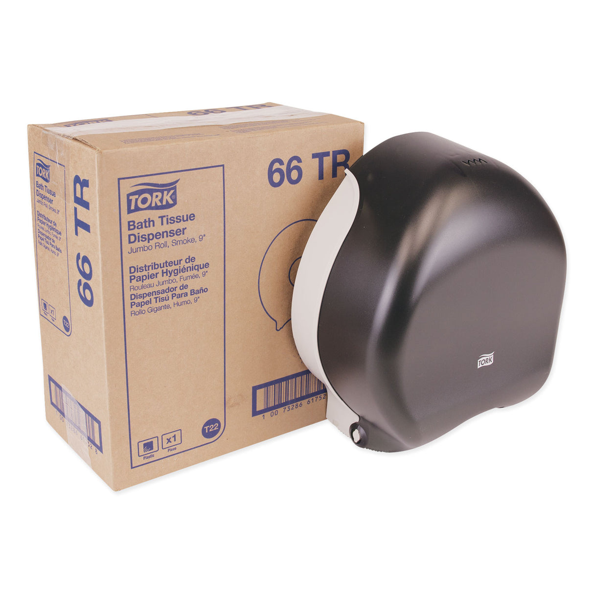 Tork® Jumbo Toilet Paper Dispenser, 1-Roll, Smoke (66TR)