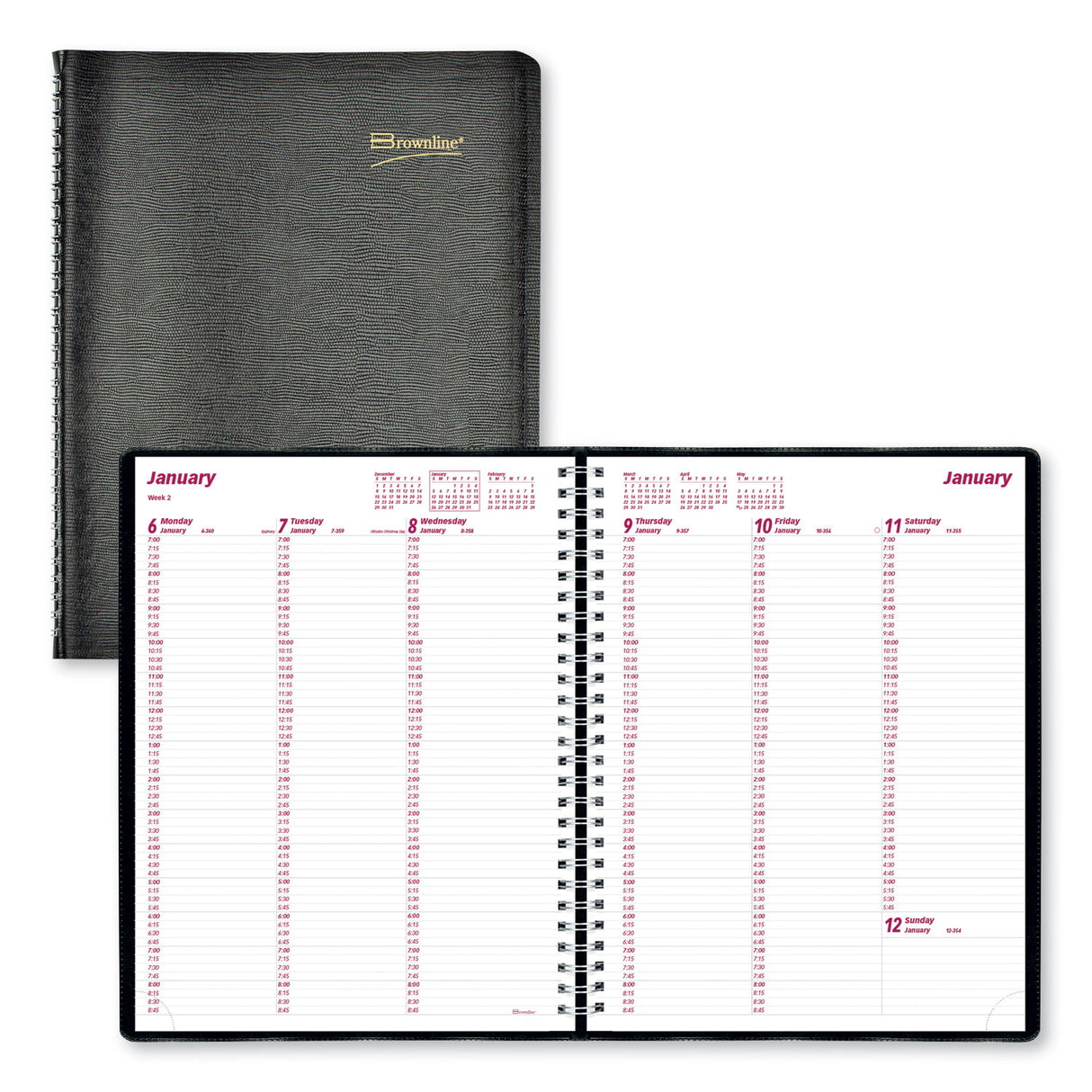 Brownline Essential Collection Weekly Appointment Book in Columnar Format, 11 x 8.5, Black Cover, 12-Month (Jan to Dec): 2025 (CB950BLK)