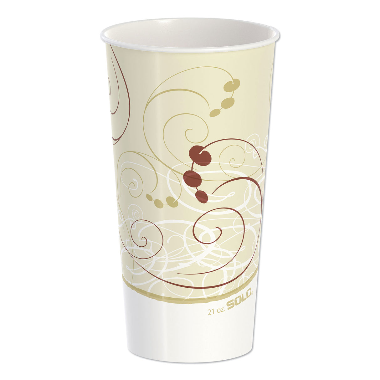 SOLO Double Sided Poly Paper Cold Cups, 21 oz, Symphony Design, Tan/Maroon/White, 50/Pack, 20 Packs/Carton (RNP21PSYM)
