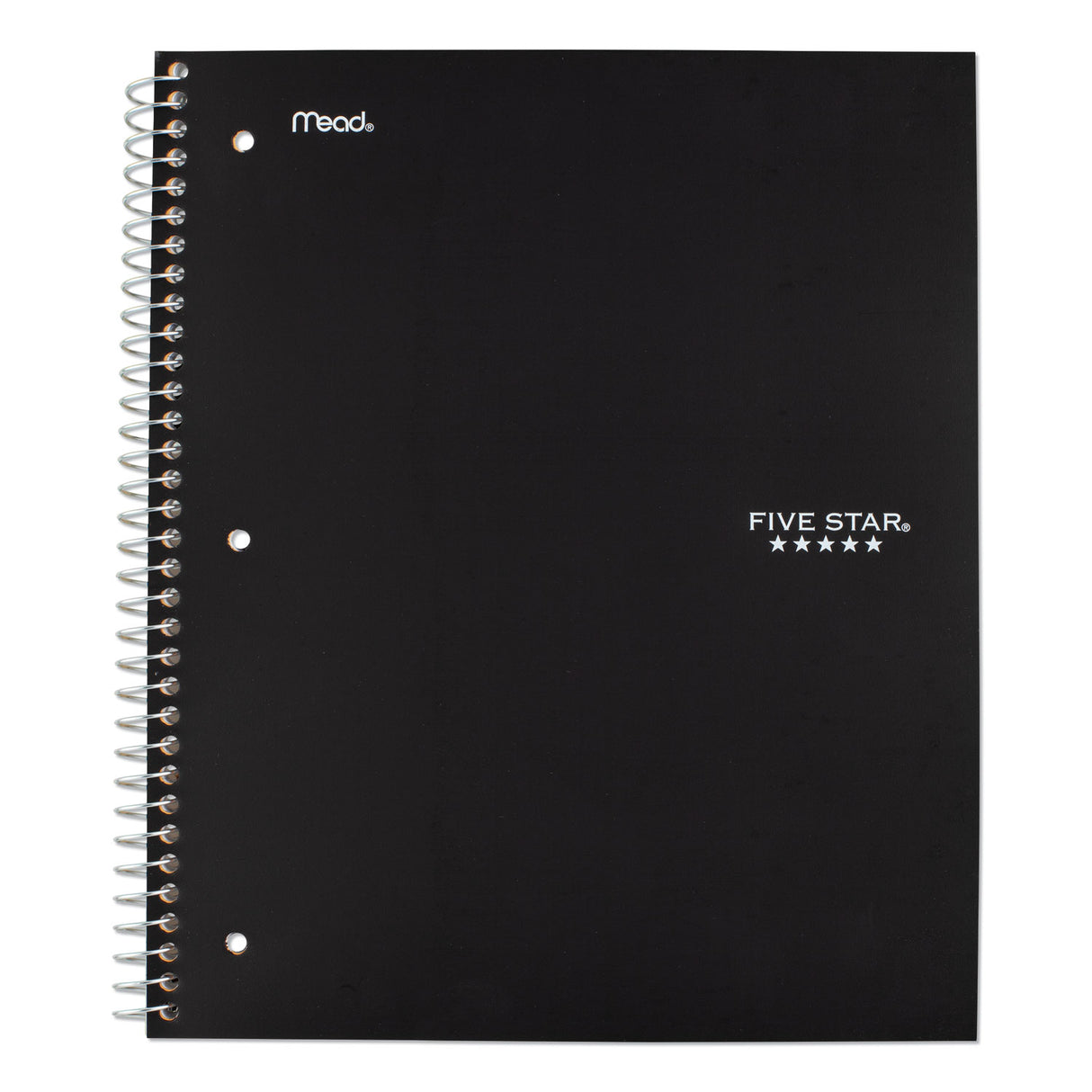 Five Star Wirebound Notebook with Two Pockets, 1-Subject, Medium/College Rule, Black Cover, (100) 11 x 8.5 Sheets (72057)