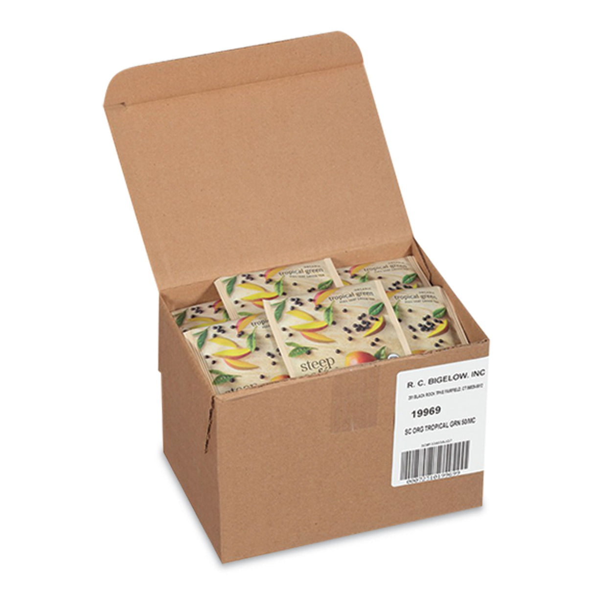 Bigelow steep Cafe Organic Green Tea, Tropical, 50 Bags/Carton (RCB19969)
