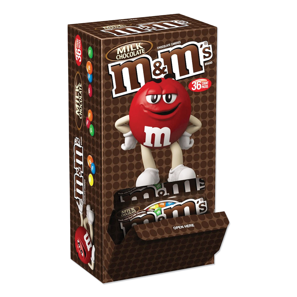 M&M's Chocolate Candies, Milk Chocolate, Individually Wrapped, 1.69 oz, 36/Box (49990)