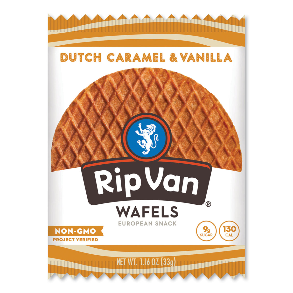 Rip Van Wafels - Single Serve, Dutch Caramel and Vanilla, 1.16 oz Pack, 12/Box (RVW00334)