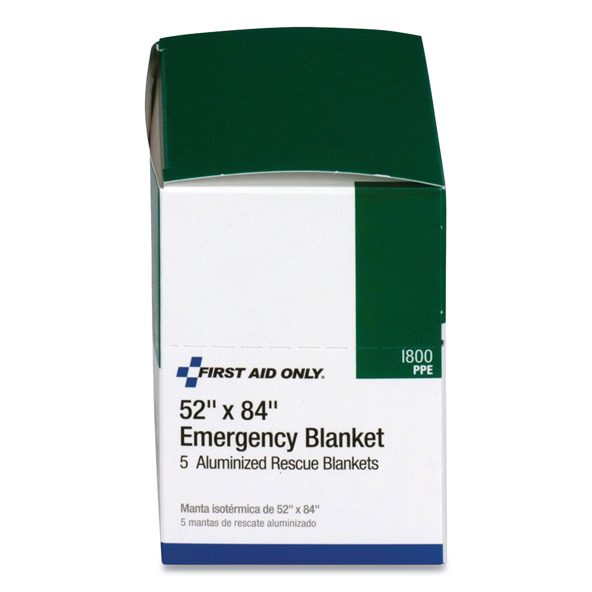 First Aid Only Aluminized Emergency Blanket, 52" x 84", 5/Box (I800)