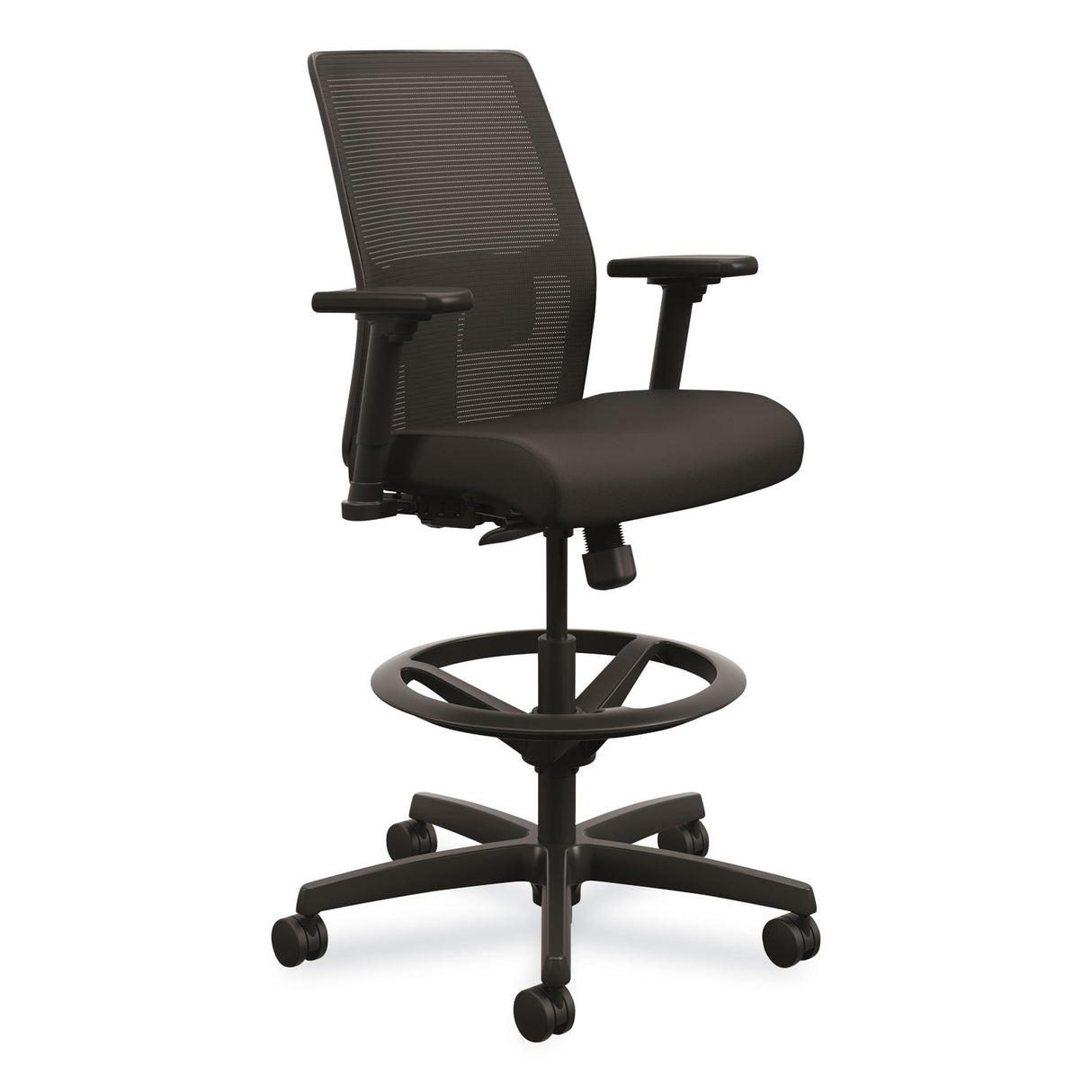 HON Ignition 2.0 Ilira-Stretch Mesh Back Task Stool, Supports Up to 300 lb, 23" to 32" Seat Height, Black (I2S1AMBLC10T)