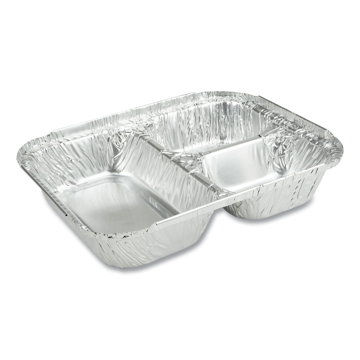Durable Packaging 3-Compartment Oblong Aluminum Foil Container, 23 oz, 6.56 x 8.69 x 1.81, Silver, 500/Carton (2103050X)