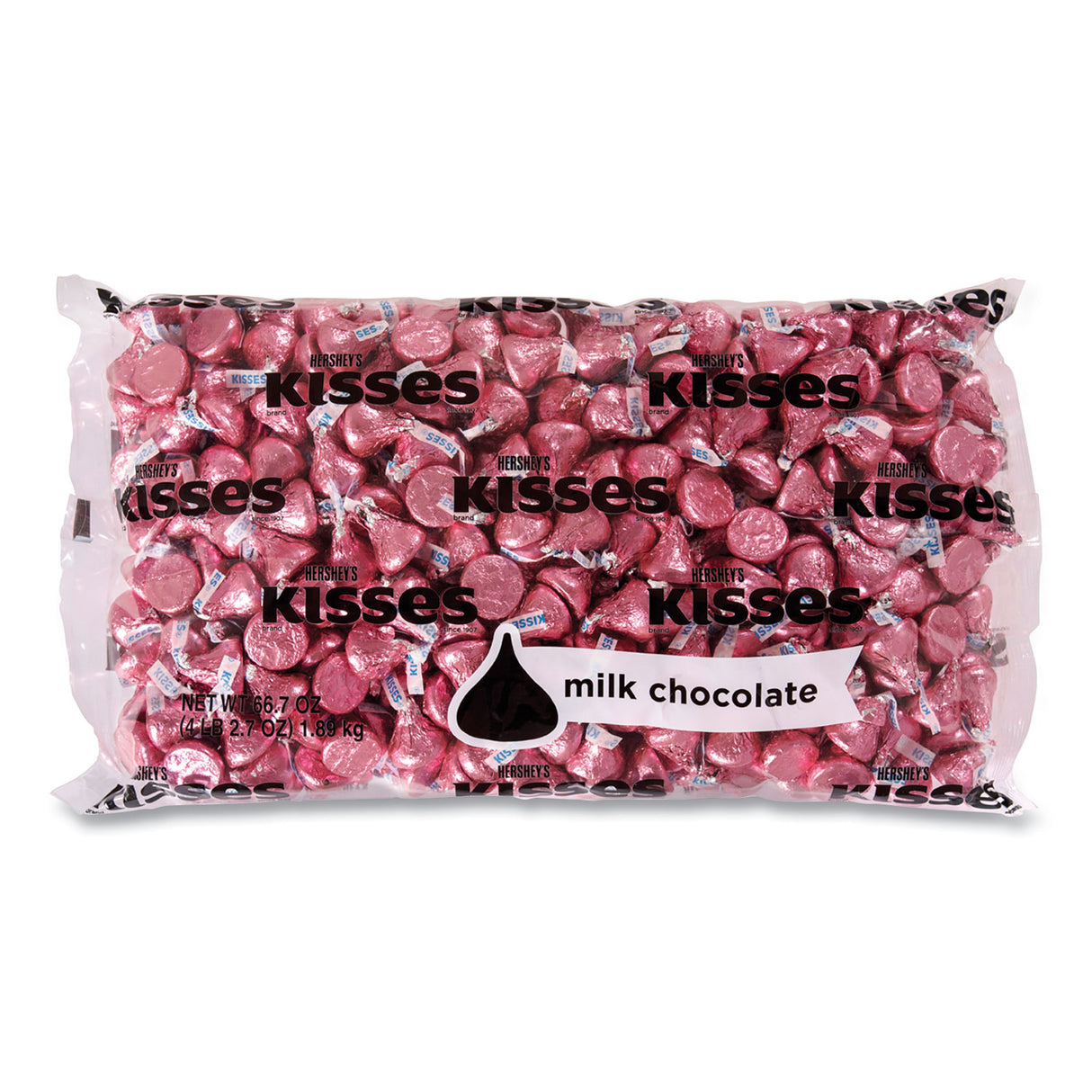 Hershey's KISSES, Milk Chocolate, Pink Wrappers, 66.7 oz Bag (24600052)