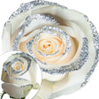 White & Silver Glitter Roses | Elegant Faux Floral Accent with Sparkle Finish InBloom Group