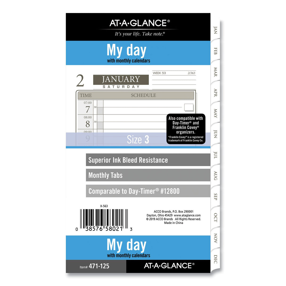 AT-A-GLANCE 1-Page-Per-Day Planner Refills, 6.75 x 3.75, White Sheets, 12-Month (Jan to Dec): 2025 (47112521)