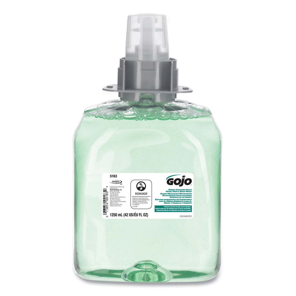 GOJO Luxury Foam Hair and Body Wash, Cucumber Melon Scent, 1,250 mL (516304EA)