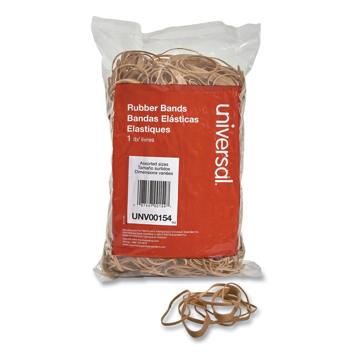 Universal Rubber Bands, Size 54 (Assorted), Assorted Gauges, Beige, 1 lb Box (UNV00154)