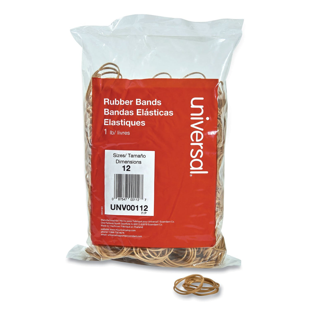 Universal Rubber Bands, Size 12, 0.04" Gauge, Beige, 1 lb Box, 2,500/Pack (UNV00112)